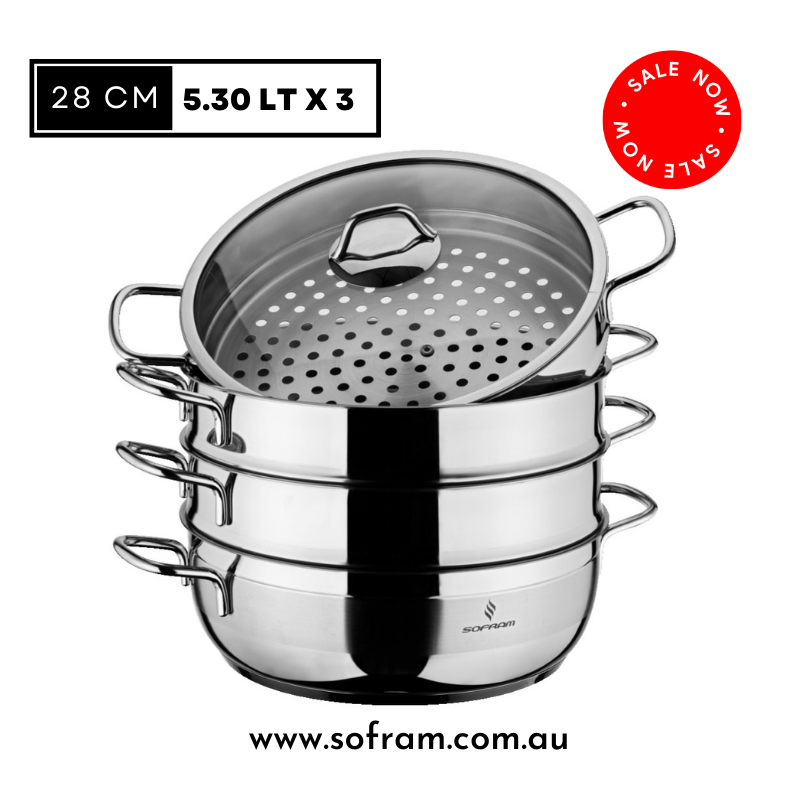 Sofram Soft 28 cm Steamer Pot 5 pcs - Ravioli S/Steel