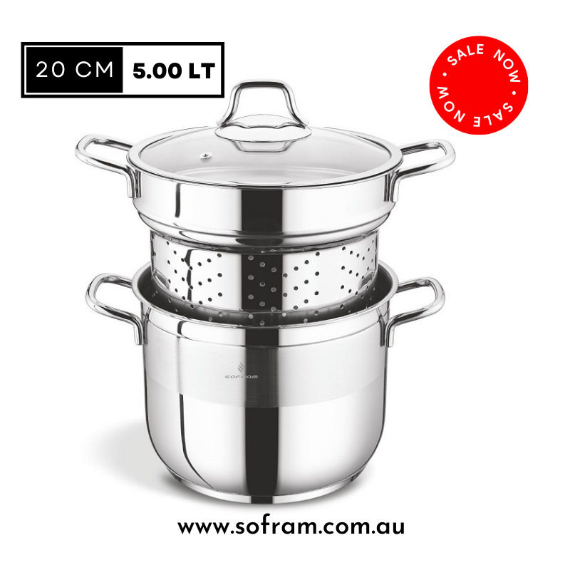 Sofram Soft 20 cm Pasta Pot 3 pcs - S/Steel