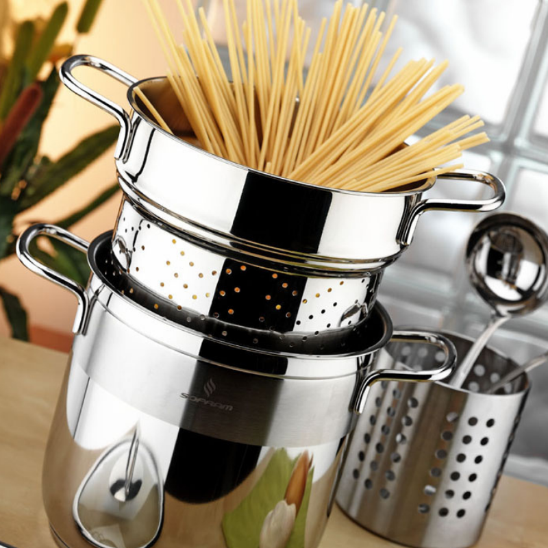Sofram Soft 20 cm Pasta Pot 3 pcs - S/Steel