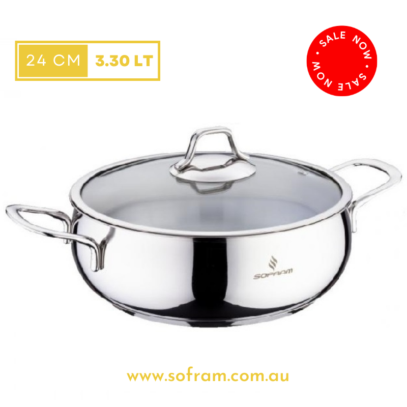Sofram - Luna Low Casserole Pots 24 cm 3.30 Lt - S/Steel