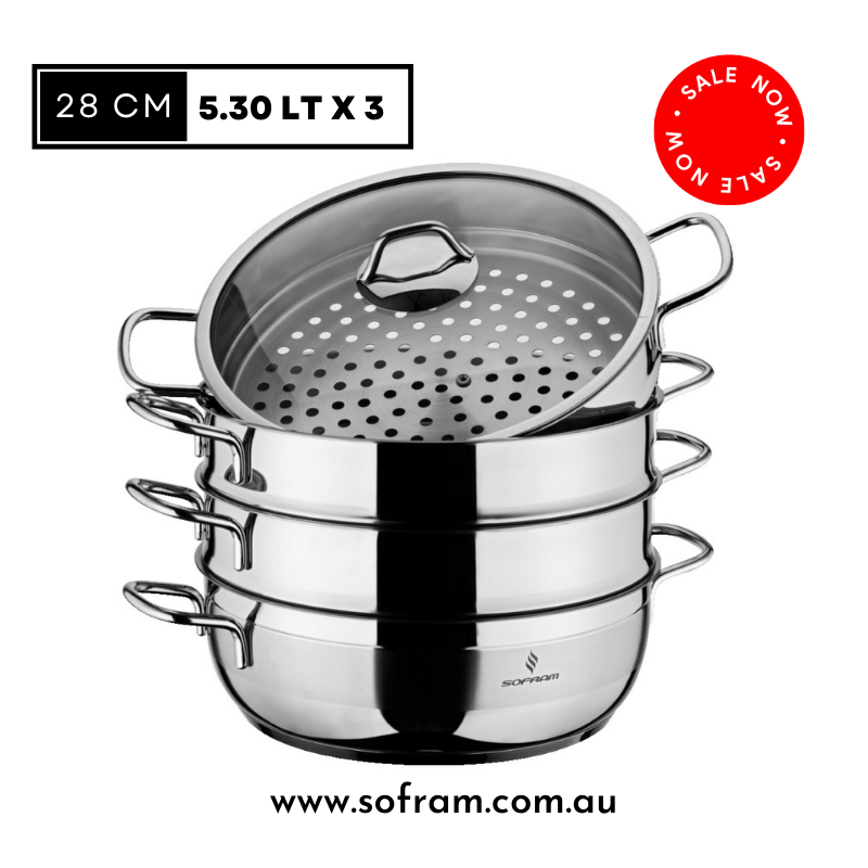 Sofram Soft 28 cm Steamer Pot 5 pcs  - Ravioli S/Steel