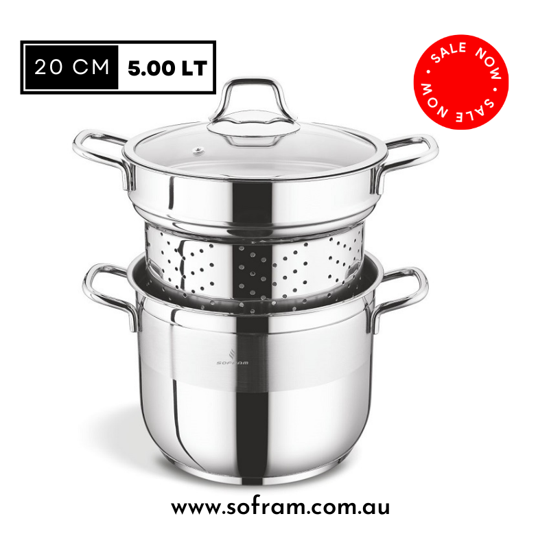 Sofram Soft 20 cm Pasta Pot 3 pcs  - S/Steel