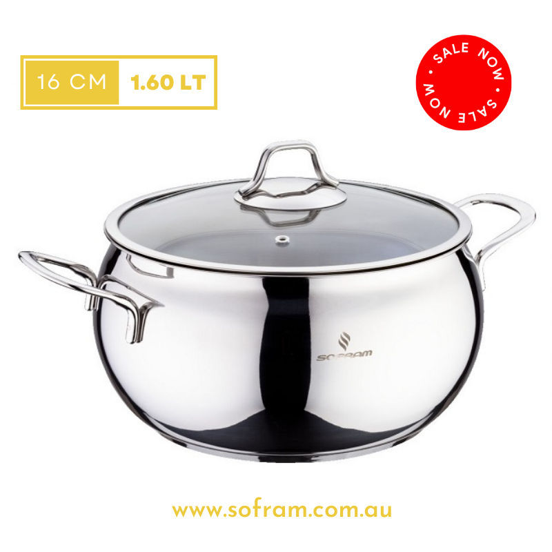 Sofram - Luna Deep Casserole Pots 16 cm 1.50 Lt - S/Steel