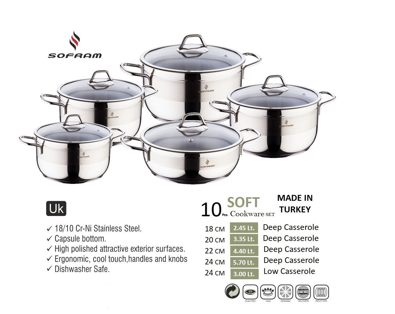 Sofram Cookware Set 10 pcs - Soft