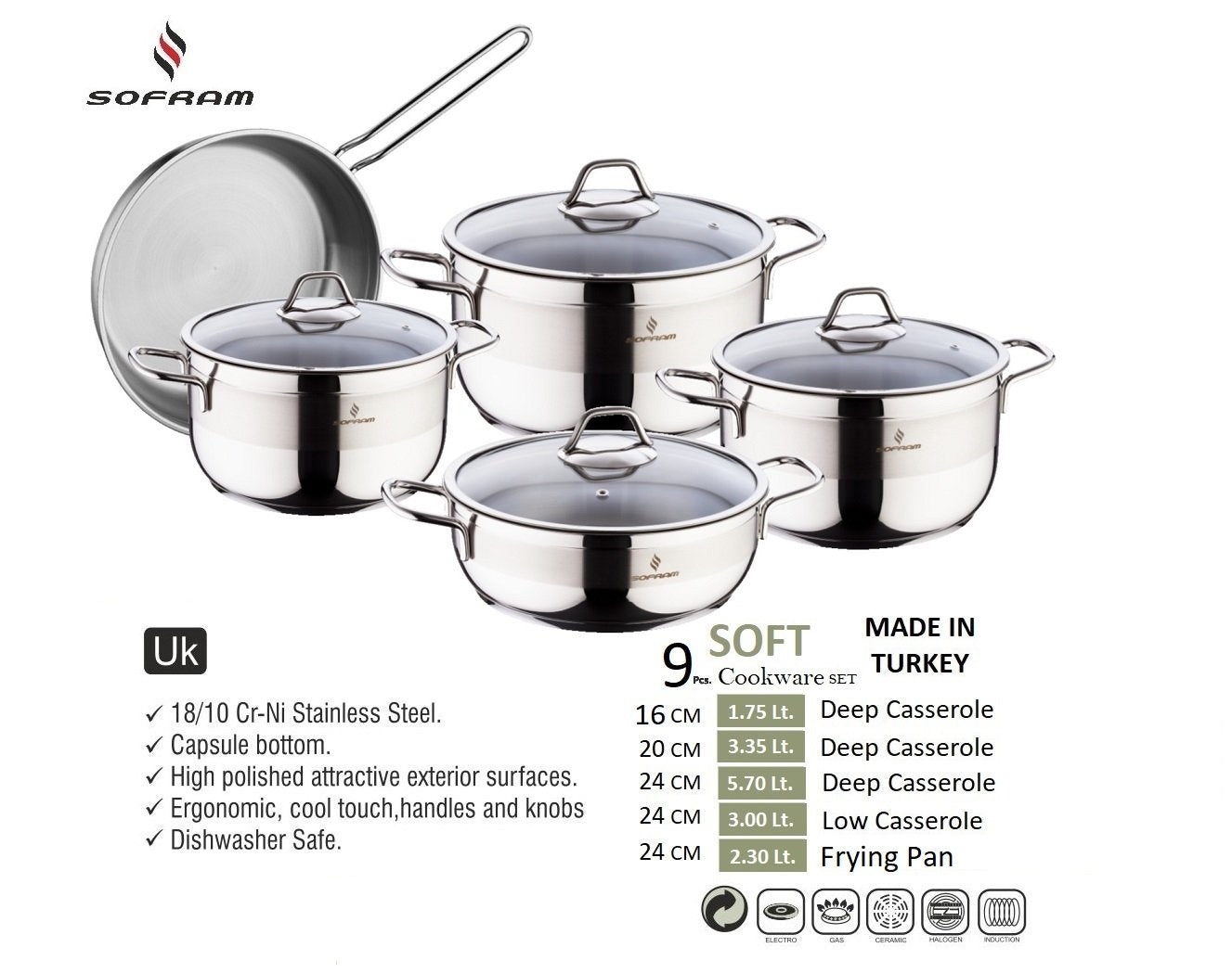 Sofram Cookware Set 9 pcs - Soft