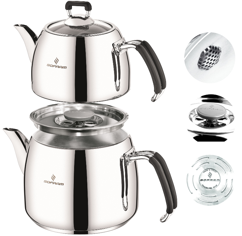 Sofram Mars Tea Pot 16 No Medium Black (4 pcs) - S/Steel