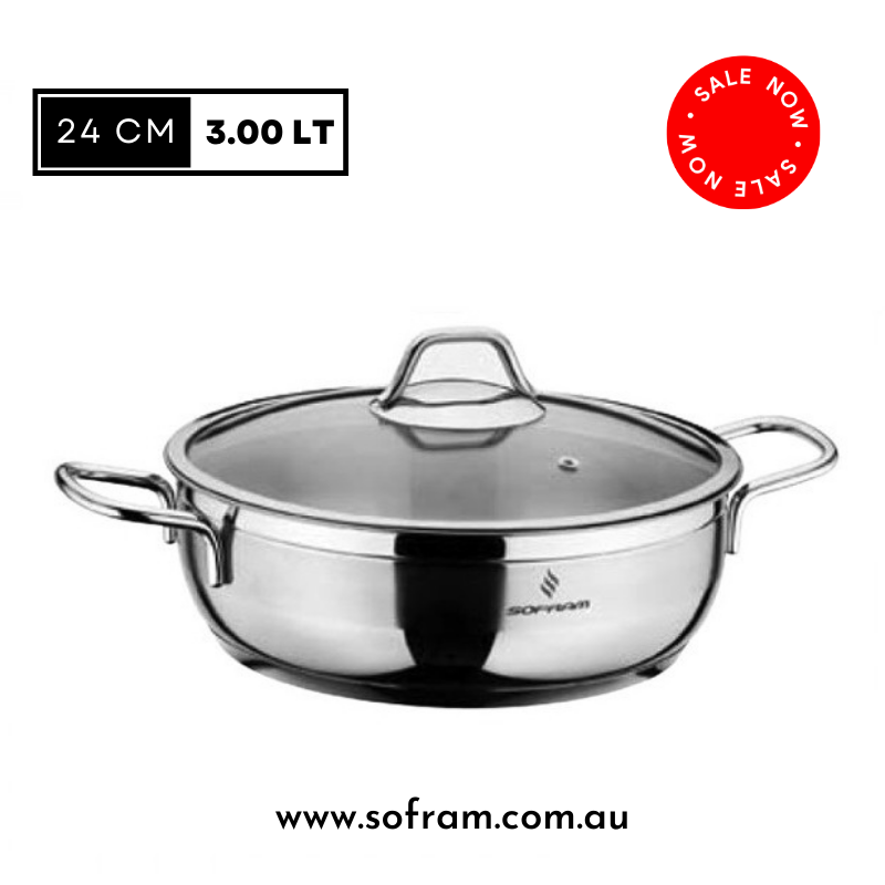 Sofram - Soft Low Casserole Pots 24 cm 3.00 Lt - S/Steel