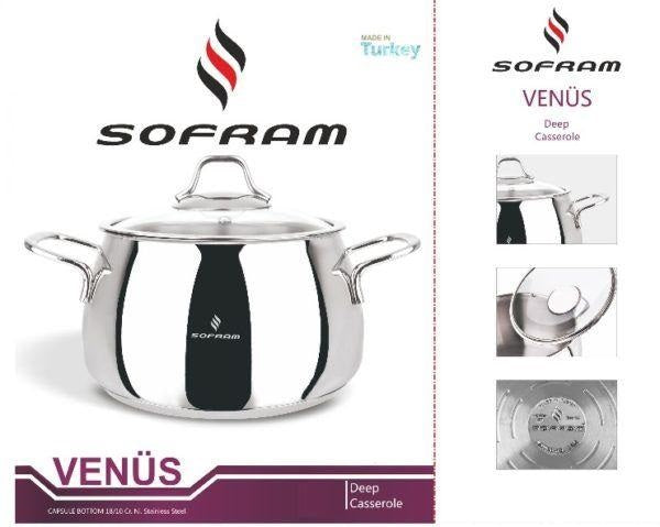 Sofram - Venus Deep Casserole Pots 18 cm 2.00 Lt - S/Steel