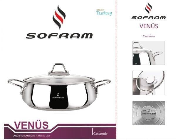 Sofram - Venus Low Casserole Pots 26 cm 4.00 Lt - S/Steel