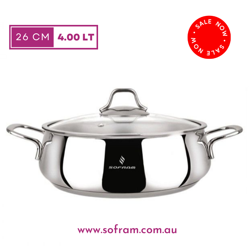 Sofram - Venus Low Casserole Pots 26 cm 4.00 Lt - S/Steel